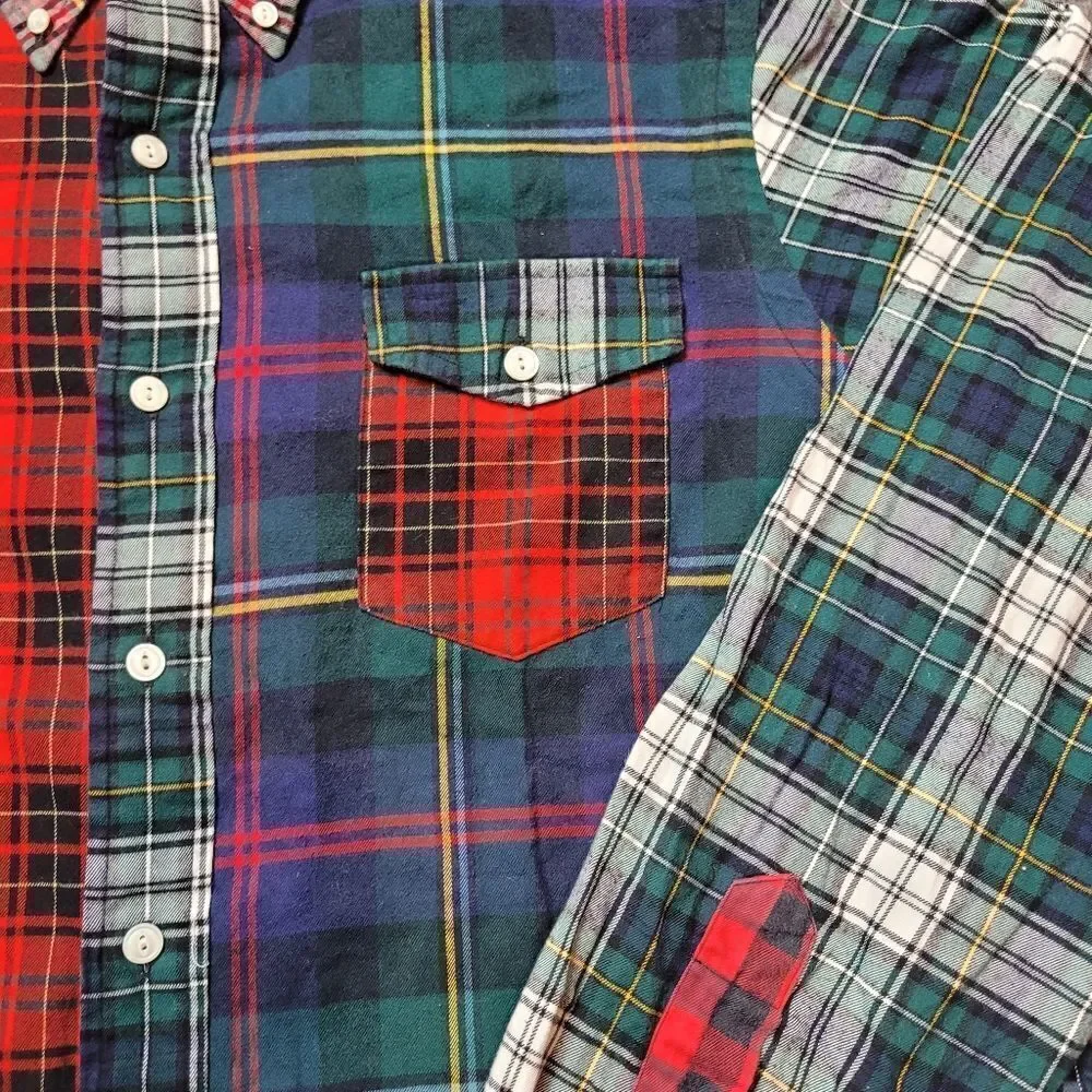 Polo Ralph Lauren Mens Size Medium Plaid Flannel patchwork shirt